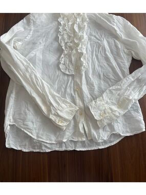 Ralph Lauren Cream Ruffle-Front Blouse
